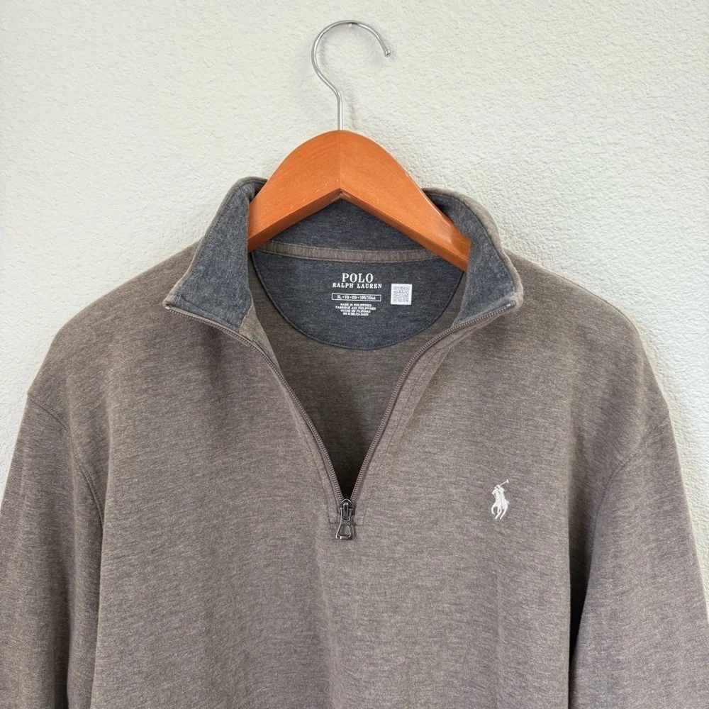 Brand New Polo Ralph Lauren Light Brown Zip-Up Sweater Pullover Men’s Size XL